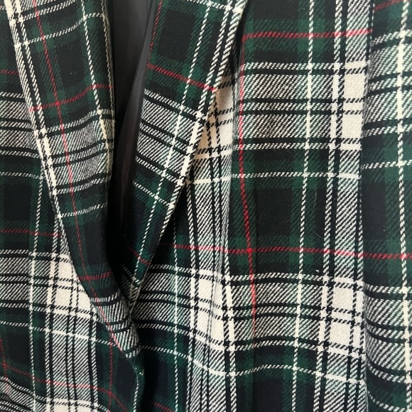 Vintage Wool Blend Tartan Blazer Green, Red, White 12 - Picture 3 of 5
